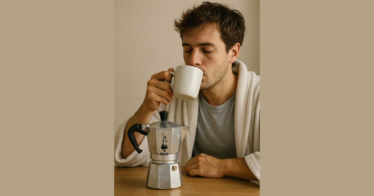Il piacere di un buon caffè appena svegli, nella moka Bialetti