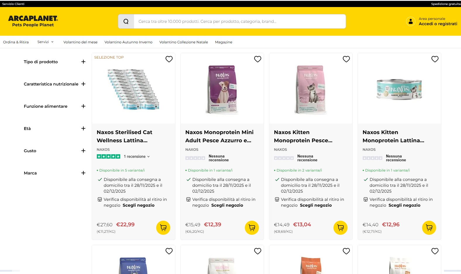 Prodotti Naxos su Arcaplanet